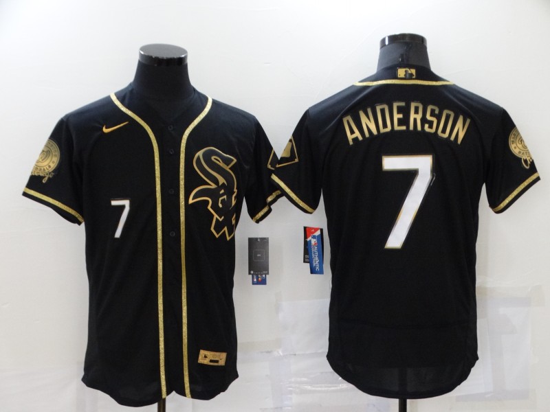 Men Chicago White Sox #7 Anderson Black gold Game Nike 2021 MLB Jersey